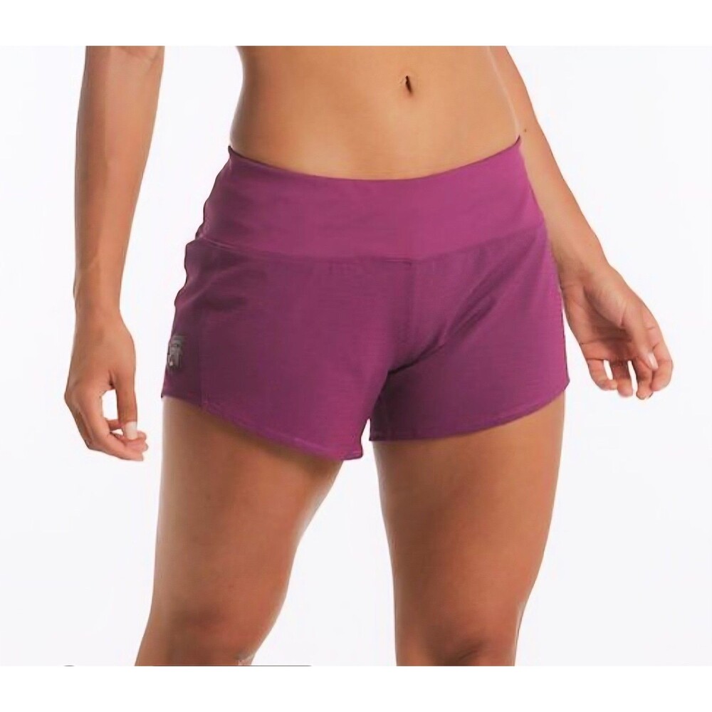 Oiselle Classic Roga Running Shorts Womens 6 Purple Rear Zip Pocket Athleticwear